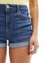 American Eagle hourglass high rise denim shorts in mid blue