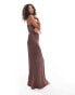 Never Fully Dressed lace cut-out slip maxi dress in chocolate