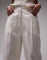 Topshop co-ord linen-blend wide leg trouser in oatmeal