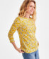 Petite Cotton Floral-Print 3/4-Sleeve Top, Created for Macy's