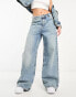 Mango wide leg slouchy denim jean in washed blue