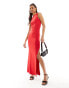 ASOS DESIGN heart mesh maxi dress in red