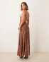 ASOS DESIGN devore high neck sleeveless maxi dress in brown