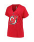 Branded Women's Jack Hughes Red New Jersey Devils Plus Size Name Number T-Shirt