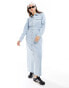 Vero Moda long sleeve denim buttondown maxi dress in blue denim