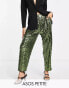 ASOS DESIGN Petite sequin slouchy trouser in khaki