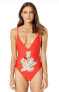 Show Me Your MuMu 240117 Womens Siesta Key One Piece Swimwear Red Size Large