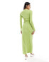 Vero Moda long sleeved ribbed jersey maxi dress in green