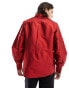 ASOS DESIGN regular shirt with blouson sleeve in taffeta in red