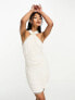 ASOS DESIGN halter pearl mini dress with drape beading detail in white