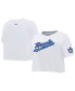 Women's White Toronto Maple Leafs Boxy Script Tail Cropped T-shirt