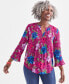 Petite Floral-Print Pintucked Top, Created for Macy's