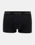 Calvin Klein 3-pack low rise trunks with contrast logo waistband in black