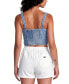 Juniors' Portia Striped Denim Crop Top