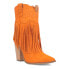 Dingo Crazy Train Fringe Embroidery Snip Toe Cowboy Booties Womens Orange Casual