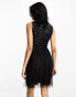 Maya high neck mini dress with delicate sequin black