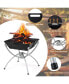 3-in-1 Portable Charcoal Grill Folding Camping Fire Pit with Carrying Bag & Gloves