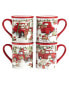 Red Truck Snowman 4 Piece Mug Set