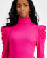 Petite Puff-Sleeve Mock Neck Top, Created for Macy's