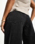 ASOS DESIGN Petite wide leg dad jeans in washed black