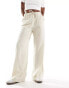 Threadbare linen blend trousers in stone with elasticated waist