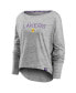 Women's Heathered Gray Los Angeles Lakers Nostalgia Off-The-Shoulder Long Sleeve T-shirt