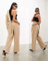 ASOS EDITION tailored relaxed wide leg trouser co-ord in taupe pinstripe