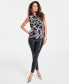 Women's Chain-Print Cowlneck Top, Created for Macy's