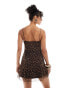 Mango woven cami leopard print dress in brown