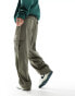 ASOS DESIGN loose cargo trousers with elasticated waist in washed green