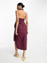 ASOS DESIGN washed halter cut out midi dress with tie waist in dusty purple