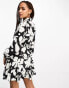 Stradivarius shirt dress with flippy skirt in mono print