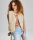 Women's Button-Front V-Neck Sherpa Vest, Created for Macy's