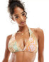 Vero Moda mix and match wide halterneck bikini top in pastel snake print