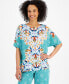 Women's Short-Sleeve Printed Dolman-Sleeve Top, Created for Macy's