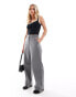 DTT Petite high waisted pinstripe trousers in grey