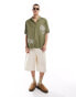 Reclaimed Vintage limited edition embroidered revere relaxed shirt in khaki