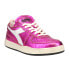 Diadora Mi Basket Row Cut Metallic Used Lace Up Womens Pink Sneakers Casual Sho