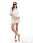 Esmee beach belted playsuit in white