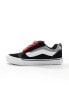 Vans Knu Skool trainers with red interest laces in black and white