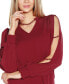 Black Label Women’s Split-Sleeve Chain-Neck Keyhole Top