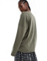 Noisy May long sleeve crew neck top in khaki