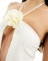 Candypants cut out halter flower detail swimsuit in cream