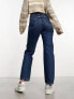 Weekday Rowe extra high waist regular fit straight leg jeans in nobel blue