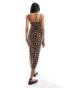 Mango leopard print cami midi dress in brown