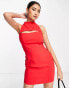 ASOS DESIGN structured racer mini dress with slit detail in red