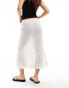 Weekday Pixi tiered semi sheer midaxi skirt in white