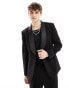 ASOS DESIGN skinny glitter blazer in black