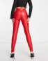 ASOS DESIGN Tall cigarette faux leather trouser in red