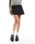 Pull&Bear pleated tailored micro mini skirt in dark grey